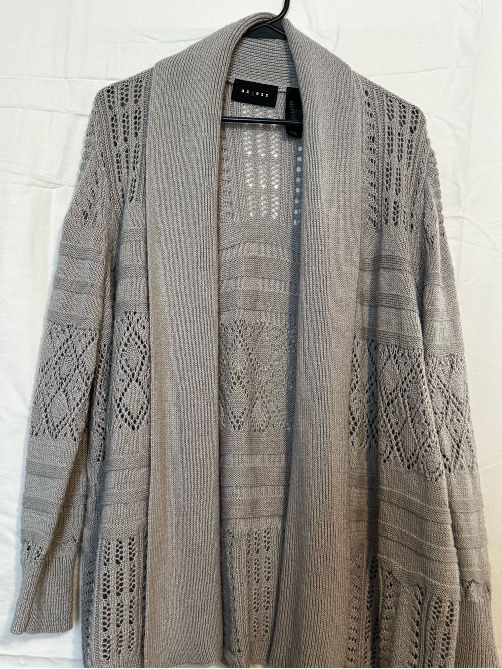 Axcess Light Grey Open-Front Knit Cardigan with Shawl Collar